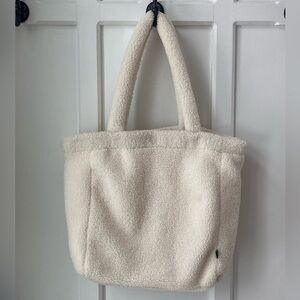 GAP | Cream Sherpa Tote Bag - Women's Soft Fleece Shoulder Bag